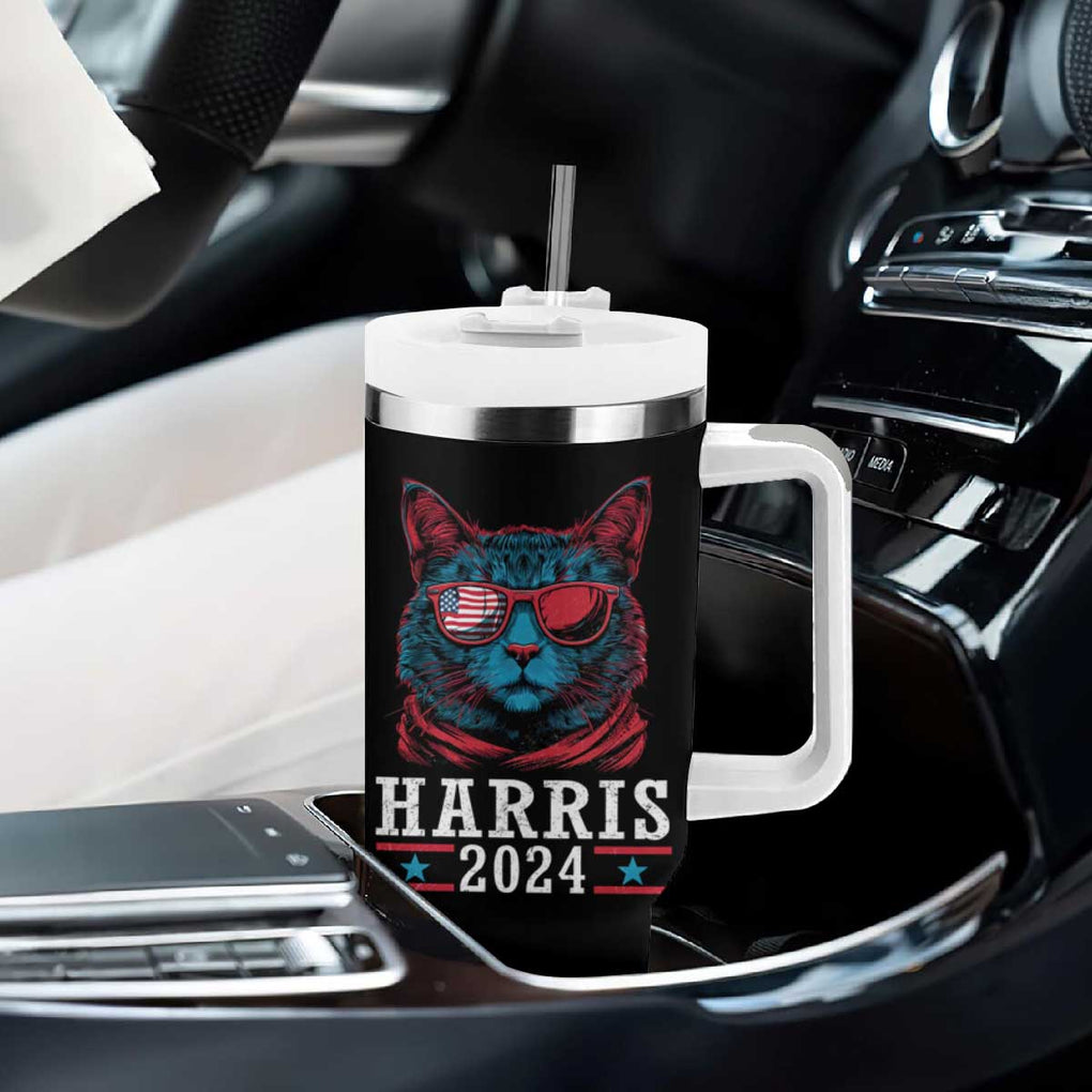 Harris 2024 Tumbler With Handle Childless Cat Lady For President American Flag TB02 Print Your Wear