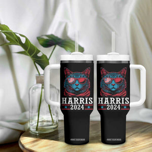 Harris 2024 Tumbler With Handle Childless Cat Lady For President American Flag TB02 Print Your Wear