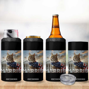 Childless Cat Ladies For Harris 2024 4 in 1 Can Cooler Tumbler Kamala For President American Flag Cat Graphic TB02 Print Your Wear