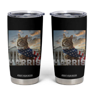 Childless Cat Ladies For Harris 2024 Tumbler Cup Kamala For President American Flag Cat Graphic TB02 Black Print Your Wear