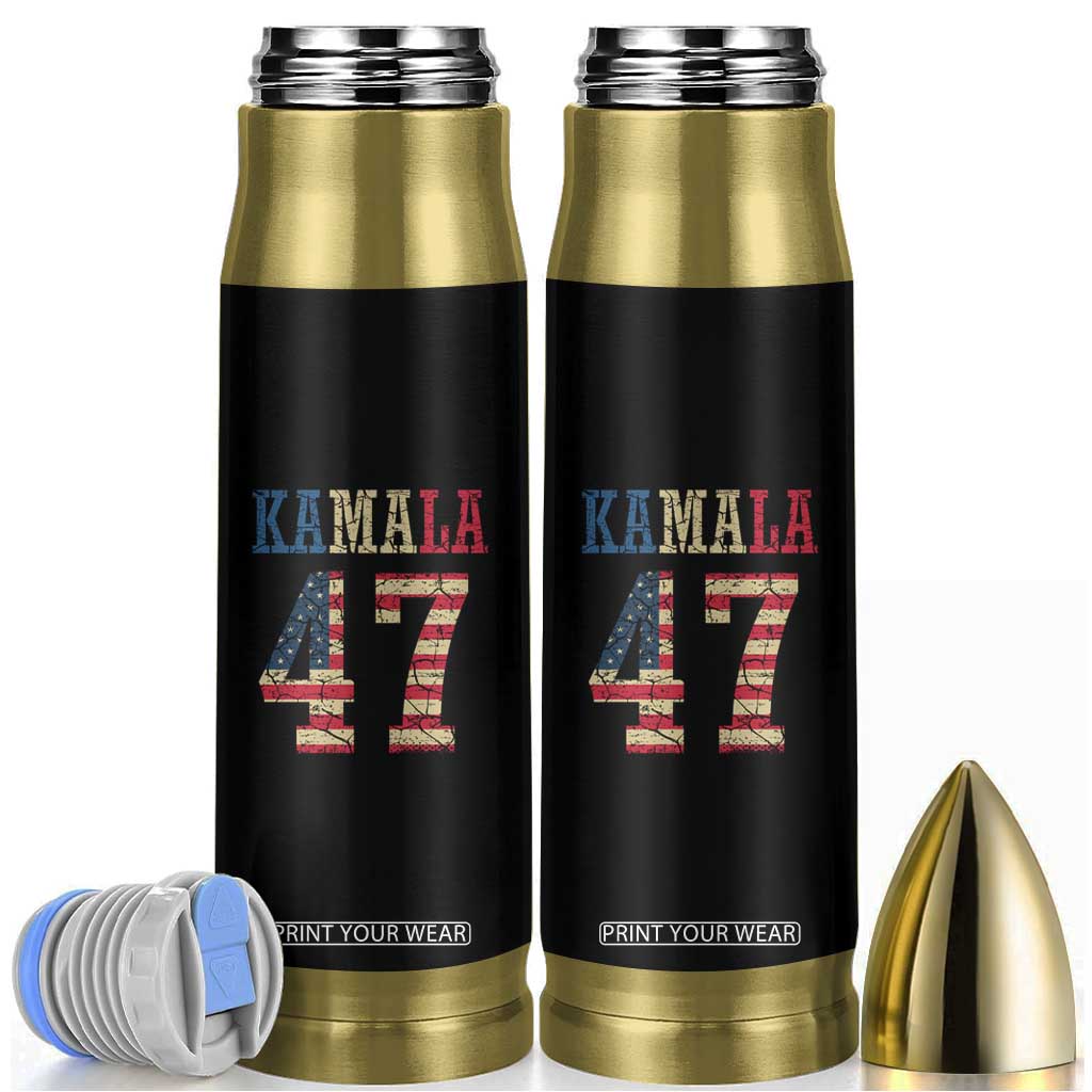 Kamala 47 Bullet Tumbler Harris 2024 For President Retro American Flag TB02 Black Print Your Wear