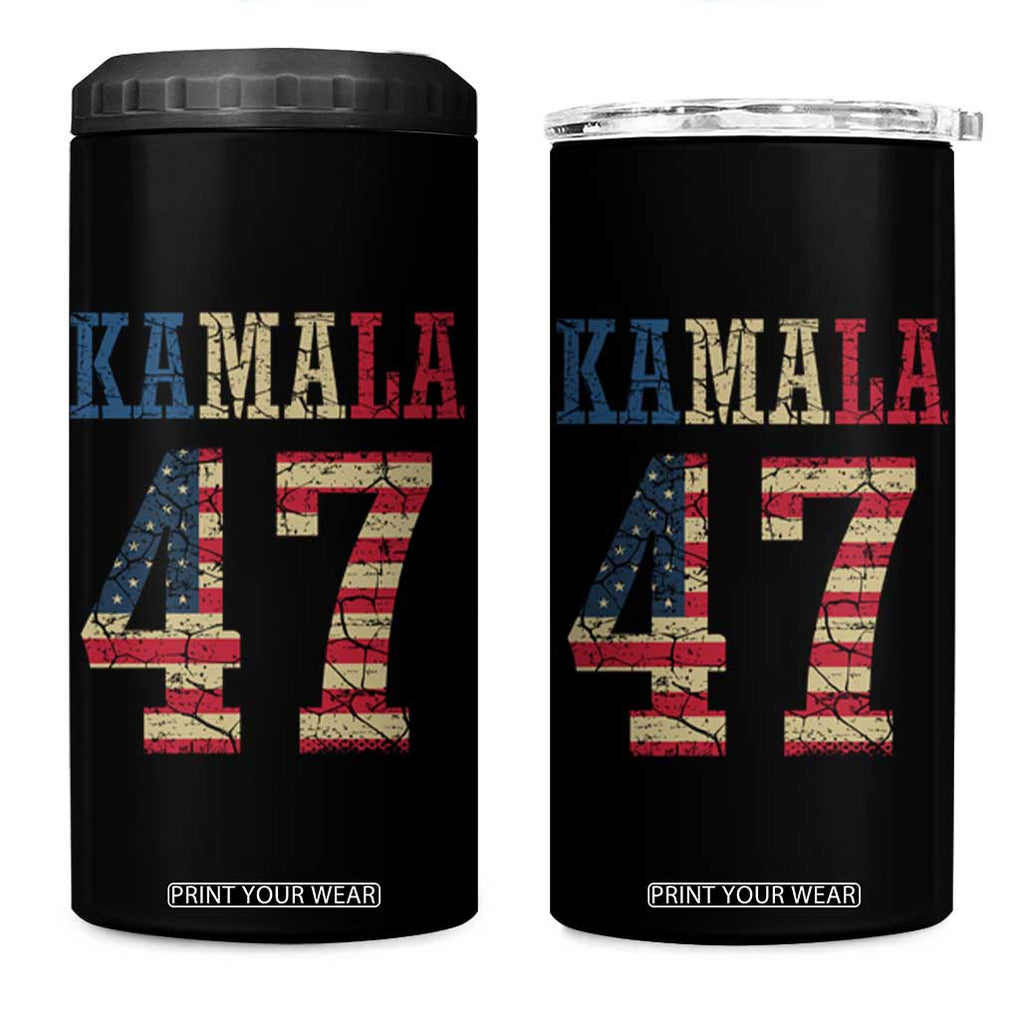 Kamala 47 4 in 1 Can Cooler Tumbler Harris 2024 For President Retro American Flag TB02 One Size: 16 oz Black Print Your Wear