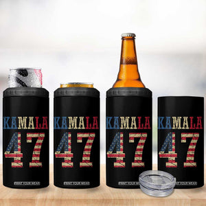 Kamala 47 4 in 1 Can Cooler Tumbler Harris 2024 For President Retro American Flag TB02 Print Your Wear