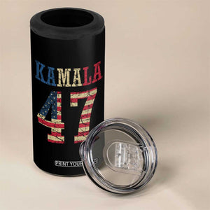 Kamala 47 4 in 1 Can Cooler Tumbler Harris 2024 For President Retro American Flag TB02 Print Your Wear