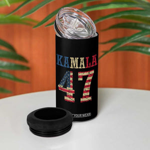 Kamala 47 4 in 1 Can Cooler Tumbler Harris 2024 For President Retro American Flag TB02 Print Your Wear