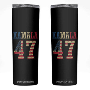 Kamala 47 Skinny Tumbler Harris 2024 For President Retro American Flag TB02 Black Print Your Wear