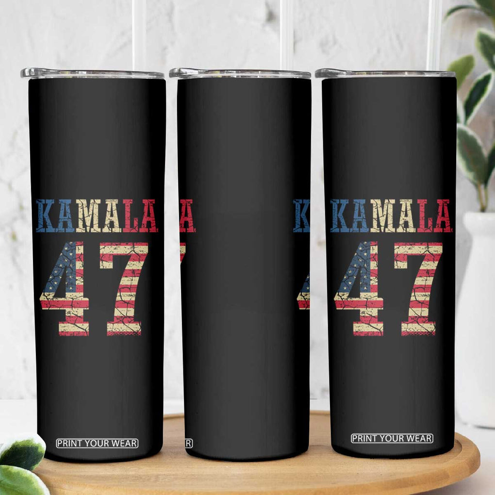 Kamala 47 Skinny Tumbler Harris 2024 For President Retro American Flag TB02 Print Your Wear