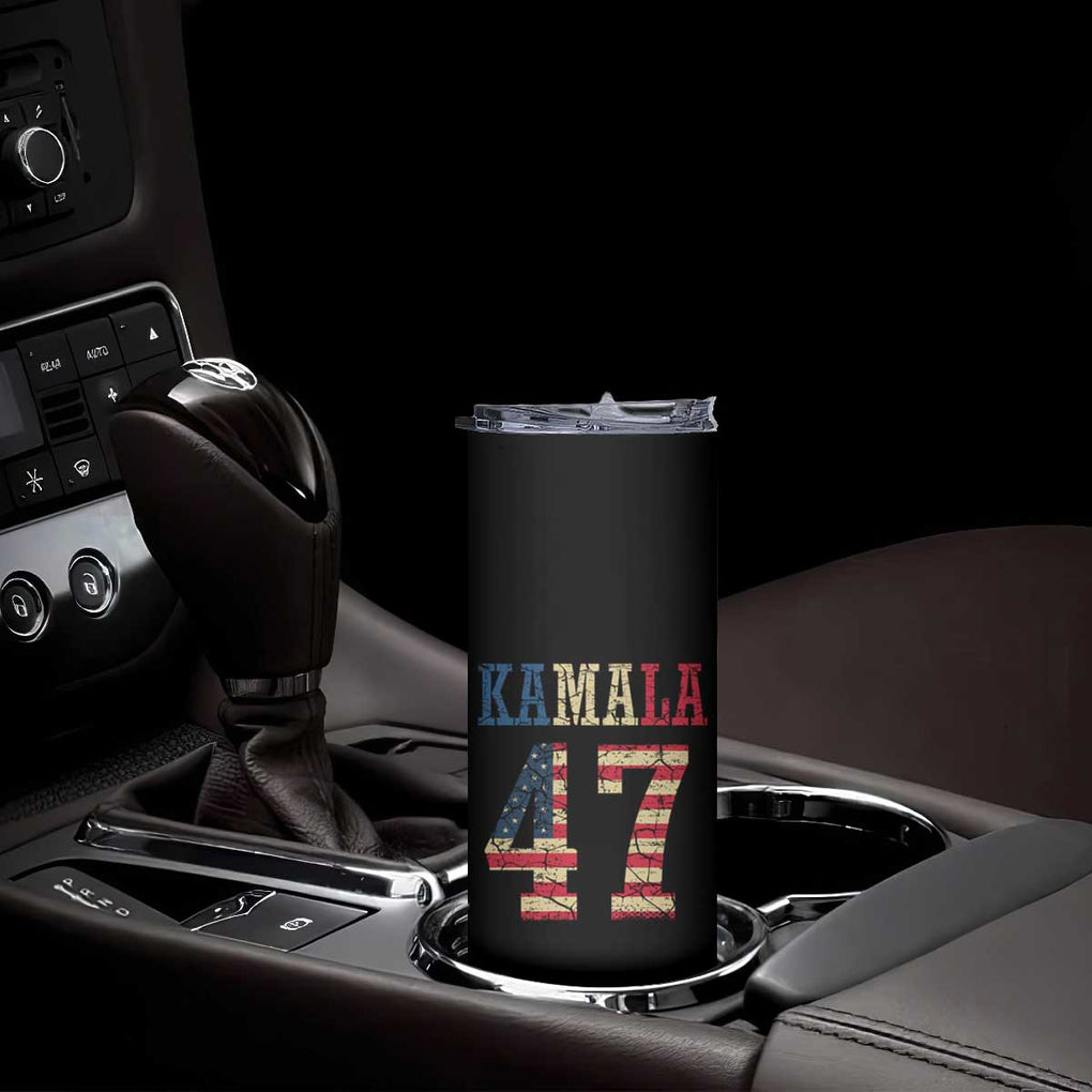 Kamala 47 Skinny Tumbler Harris 2024 For President Retro American Flag TB02 Print Your Wear