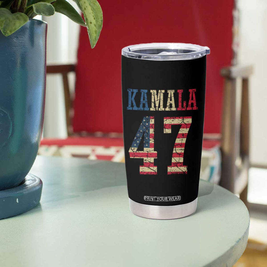 Kamala 47 Tumbler Cup Harris 2024 For President Retro American Flag TB02 Print Your Wear