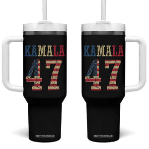 Kamala 47 Tumbler With Handle Harris 2024 For President Retro American Flag TB02 One Size: 40 oz Black Print Your Wear