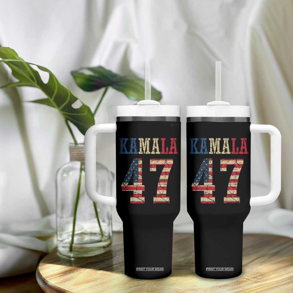 Kamala 47 Tumbler With Handle Harris 2024 For President Retro American Flag TB02 Print Your Wear