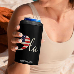 Harris 2024 4 in 1 Can Cooler Tumbler Comma La Kamala For President Retro American Flag TB02 Print Your Wear