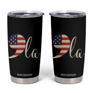 Harris 2024 Tumbler Cup Comma La Kamala For President Retro American Flag TB02 Black Print Your Wear