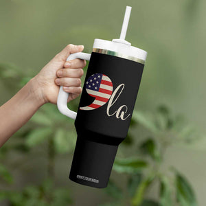 Harris 2024 Tumbler With Handle Comma La Kamala For President Retro American Flag TB02 Print Your Wear