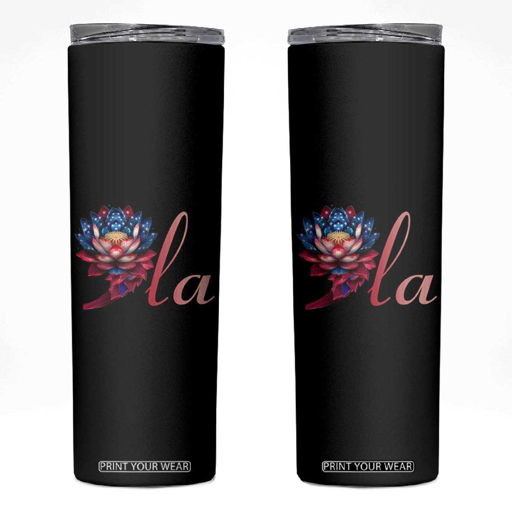 Harris 2024 Skinny Tumbler Comma La President Kamala For Potus Lotus TB02 Black Print Your Wear