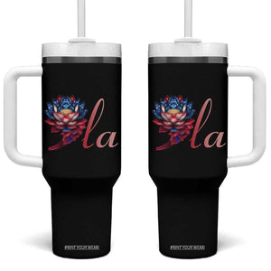 Harris 2024 Tumbler With Handle Comma La President Kamala For Potus Lotus TB02 One Size: 40 oz Black Print Your Wear