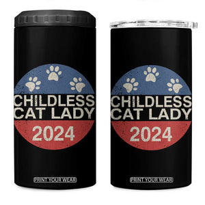 Childless Cat Lady 2024 4 in 1 Can Cooler Tumbler Vote Kamala Harris For President Retro Vintage TB02 One Size: 16 oz Black Print Your Wear