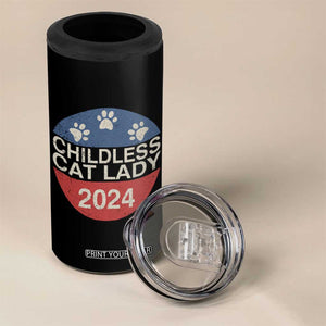 Childless Cat Lady 2024 4 in 1 Can Cooler Tumbler Vote Kamala Harris For President Retro Vintage TB02 Print Your Wear