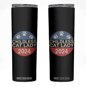 Childless Cat Lady 2024 Skinny Tumbler Vote Kamala Harris For President Retro Vintage TB02 Black Print Your Wear