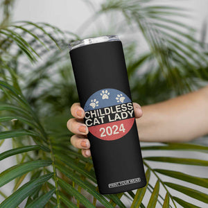 Childless Cat Lady 2024 Skinny Tumbler Vote Kamala Harris For President Retro Vintage TB02 Print Your Wear