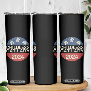 Childless Cat Lady 2024 Skinny Tumbler Vote Kamala Harris For President Retro Vintage TB02 Print Your Wear