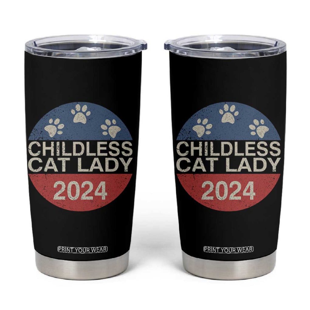 Childless Cat Lady 2024 Tumbler Cup Vote Kamala Harris For President Retro Vintage TB02 Black Print Your Wear