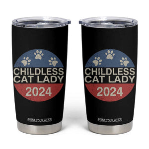 Childless Cat Lady 2024 Tumbler Cup Vote Kamala Harris For President Retro Vintage TB02 Black Print Your Wear