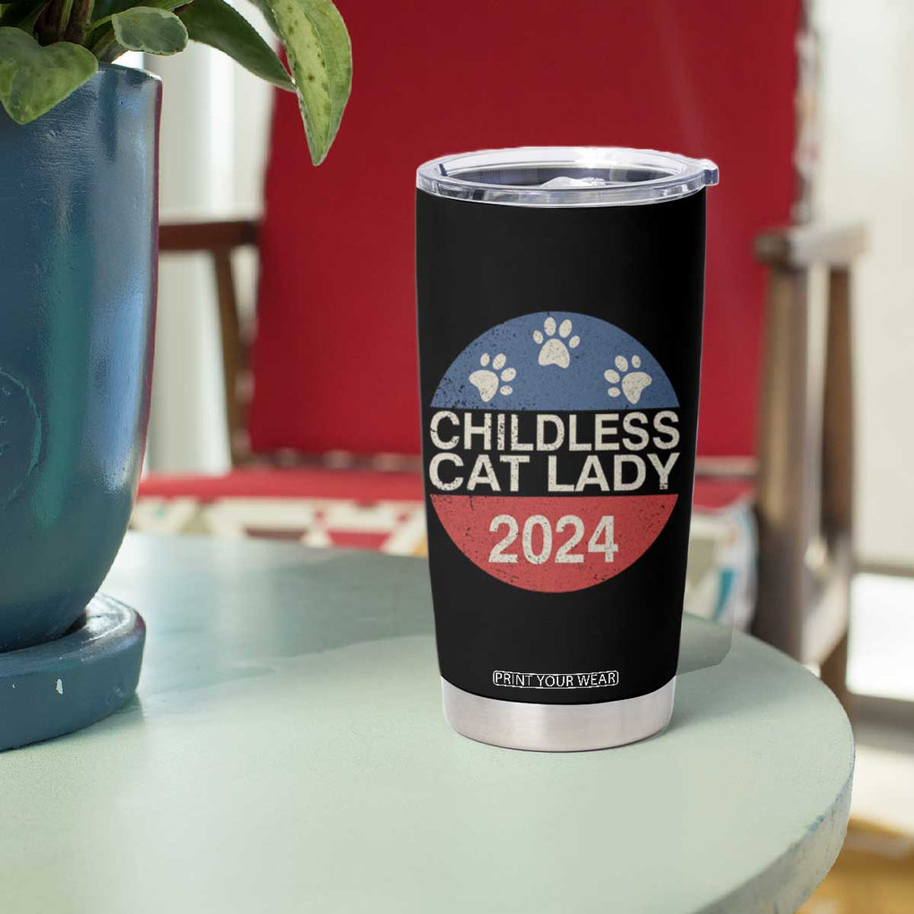 Childless Cat Lady 2024 Tumbler Cup Vote Kamala Harris For President Retro Vintage TB02 Print Your Wear