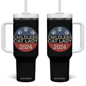 Childless Cat Lady 2024 Tumbler With Handle Vote Kamala Harris For President Retro Vintage TB02 One Size: 40 oz Black Print Your Wear