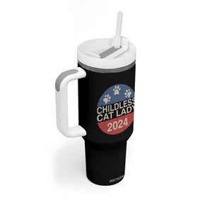 Childless Cat Lady 2024 Tumbler With Handle Vote Kamala Harris For President Retro Vintage TB02 Print Your Wear