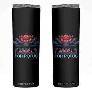 Harris 2024 Skinny Tumbler Madam President Kamala For Potus American Flag Lotus TB02 Black Print Your Wear