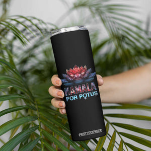 Harris 2024 Skinny Tumbler Madam President Kamala For Potus American Flag Lotus TB02 Print Your Wear