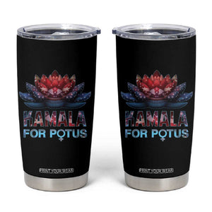 Harris 2024 Tumbler Cup Madam President Kamala For Potus American Flag Lotus TB02 Black Print Your Wear