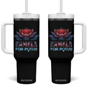 Harris 2024 Tumbler With Handle Madam President Kamala For Potus American Flag Lotus TB02 One Size: 40 oz Black Print Your Wear