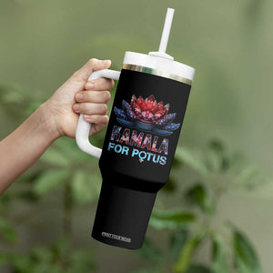 Harris 2024 Tumbler With Handle Madam President Kamala For Potus American Flag Lotus TB02 Print Your Wear