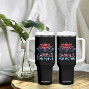 Harris 2024 Tumbler With Handle Madam President Kamala For Potus American Flag Lotus TB02 Print Your Wear