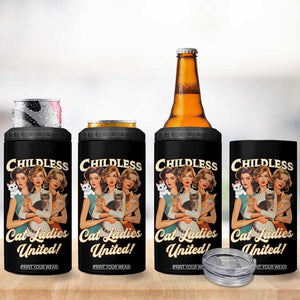 Childless Cat Ladies United 4 in 1 Can Cooler Tumbler Feline Lover Retro TB02 Print Your Wear