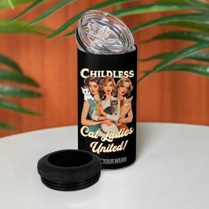 Childless Cat Ladies United 4 in 1 Can Cooler Tumbler Feline Lover Retro TB02 Print Your Wear