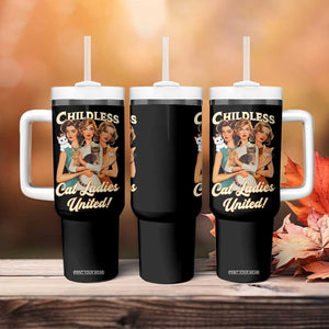 Childless Cat Ladies United Tumbler With Handle Feline Lover Retro TB02 Print Your Wear