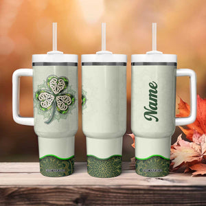 Personalized Lucky Celtic Shamrock Tumbler With Handle Custom Name Ireland Irish Pride TB02 Print Your Wear