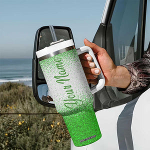 Personalized Green Shamrock Tumbler With Handle Custom Name Lucky Irish Peace Love St Patrick's Day TB02 Print Your Wear
