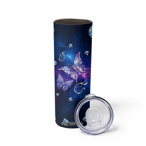 Personalized Name Butterfly Skinny Tumbler Blue Galaxy Gem Butterflies Gifts TB02 Print Your Wear