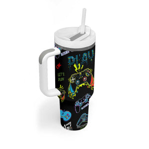 Gamer Nutrition Facts Tumbler With Handle Video Game Controller Funny Gaming Gift TB02 Print Your Wear