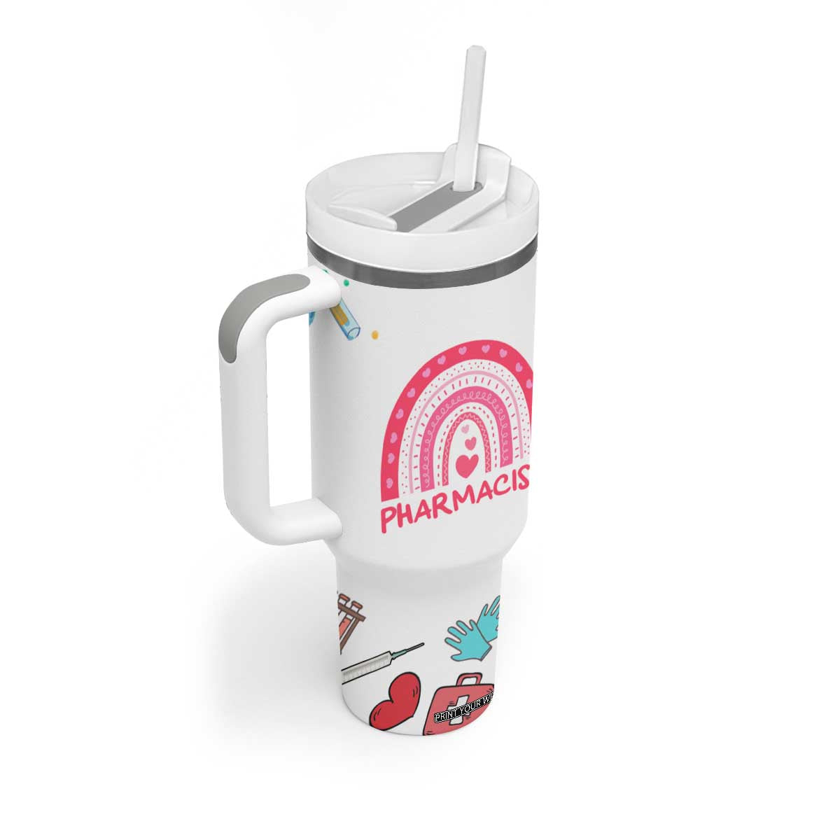 Funny Pharmacist Tumbler With Handle Pharmacy Tech Appreciation Pill Bottle Prescription TB02 Print Your Wear