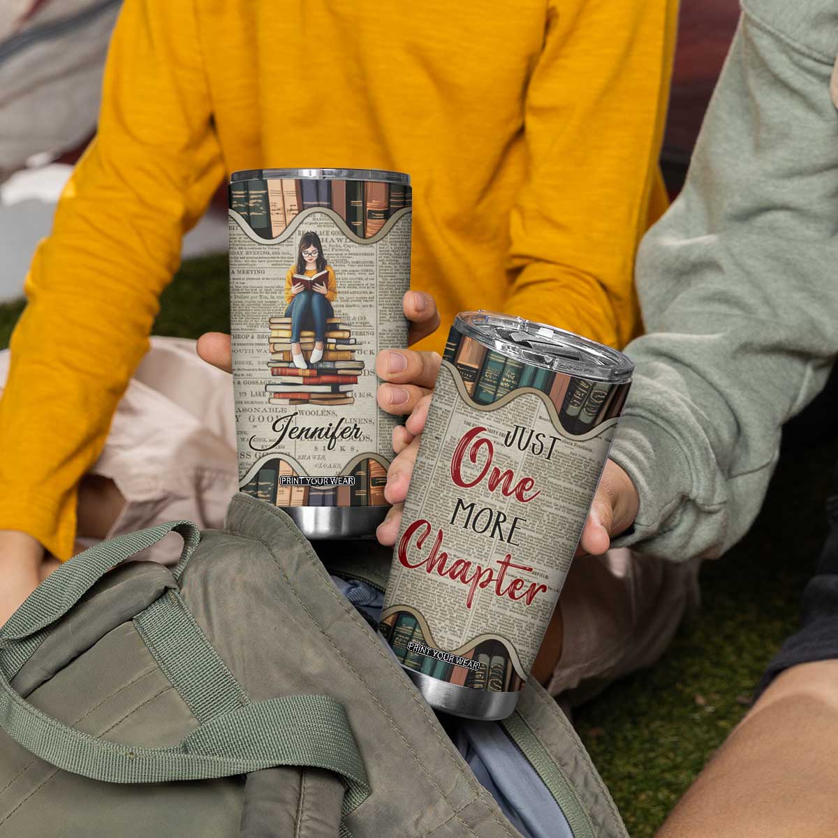 Personalized Book Lover Tumbler Cup Custom Name Just One More Chapter Bookworm Bibliophile Gift TB02 Print Your Wear