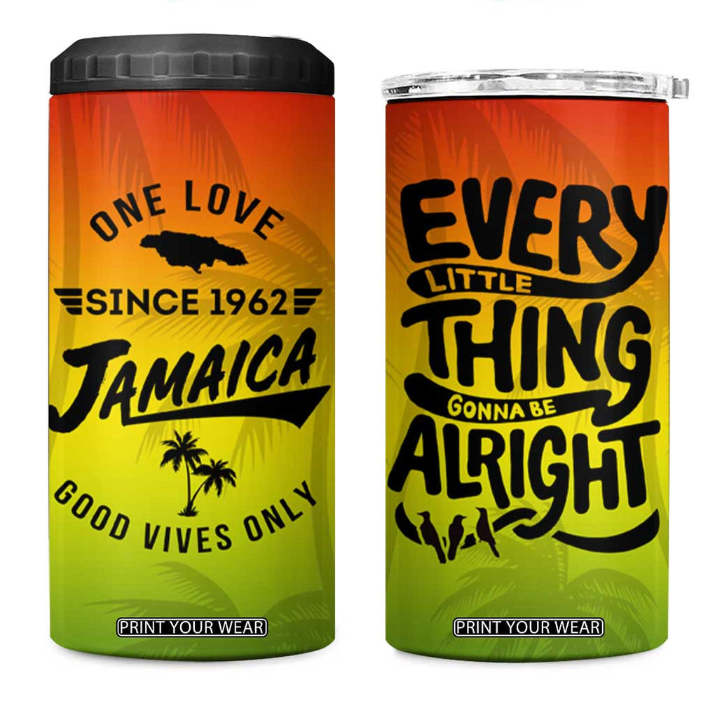 One Love Jamaica 4 in 1 Can Cooler Tumbler Every Little Thing Gonna Be Alright Good Vibes Since 1962 TB02 One Size: 16 oz Reggae Print Your Wear