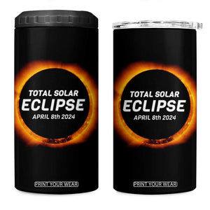 Total Solar Eclipse 4 in 1 Can Cooler Tumbler America Totality April 8th 2024 TB02 One Size: 16 oz Black Print Your Wear