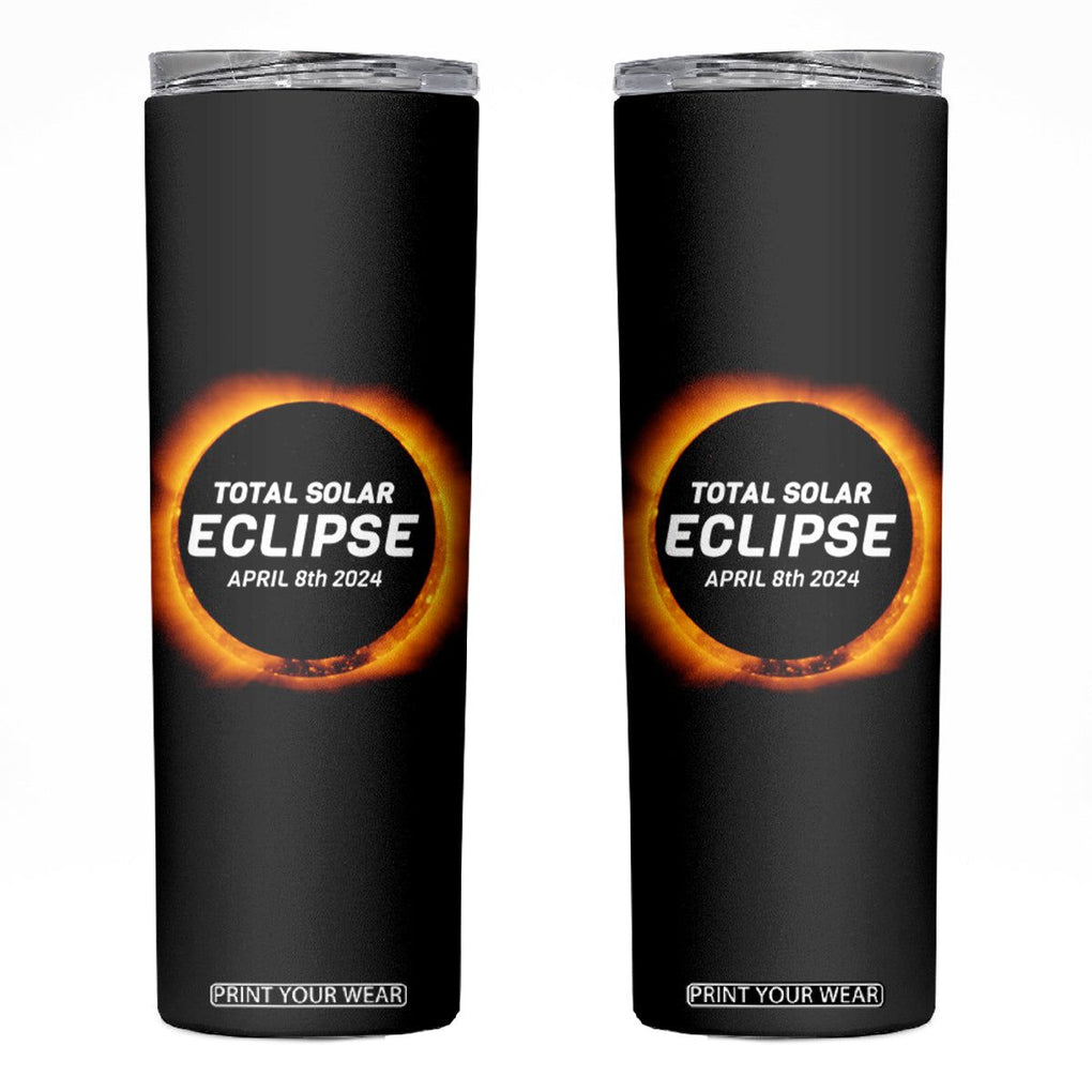 Total Solar Eclipse Skinny Tumbler America Totality April 8th 2024 TB02 Black Printyourwear