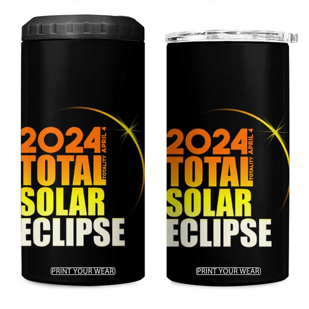 Total Solar Eclipse 4 in 1 Can Cooler Tumbler America Totality April 8 2024 TB02 One Size: 16 oz Black Print Your Wear