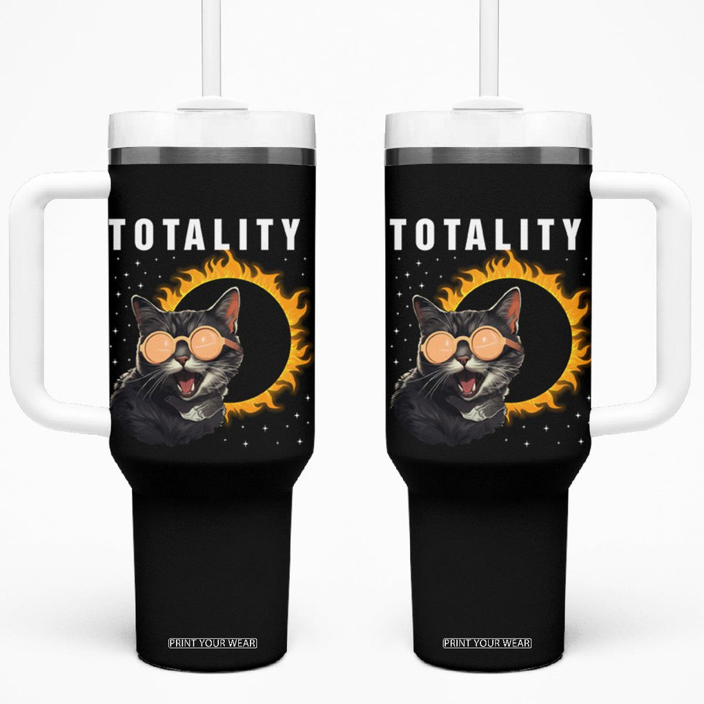 Total Solar Eclipse Tumbler With Handle Funny Cat Totality TB02 One Size: 40 oz Black Printyourwear